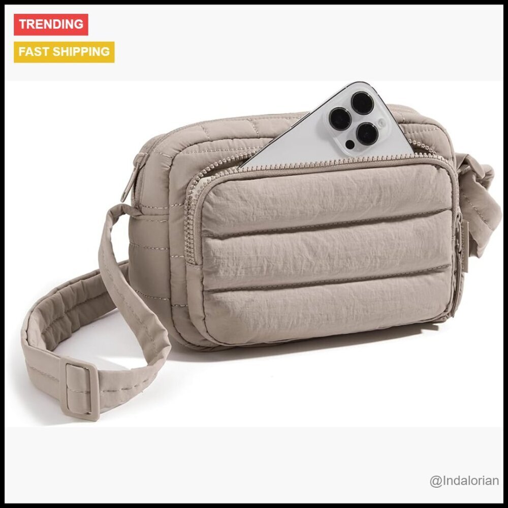 Puffer Crossbody Bag RFID Blocking Lightweight Nylon Chic Minimal Daily